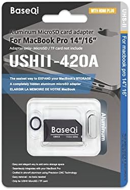 BASEQI UHS-II Aluminum microSD Adapter for 2021 M1 MacBook Pro 14 & 16 (Adapter, Space Gray)