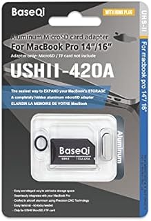BASEQI UHS-II Aluminum microSD Adapter for 2021 M1 MacBook Pro 14 & 16 (Adapter, Space Gray)