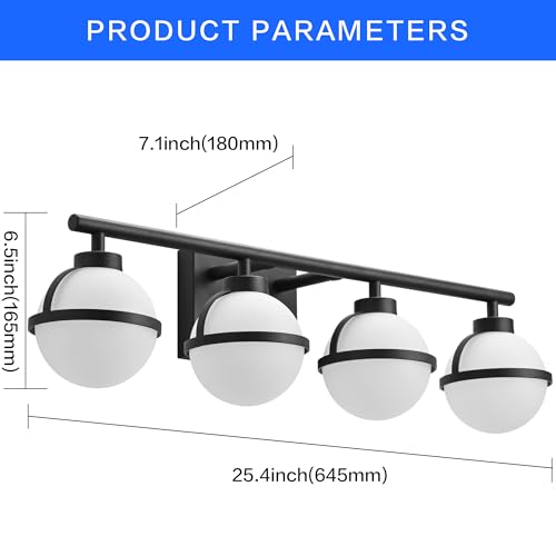 Image of SOLFART 4 Lights Bathroom Lights Over Mirror Vanity Lights for Bathroom Vintage Bathroom Light Fixtures Over Mirror Black Vanity Lighting Mirror Lights