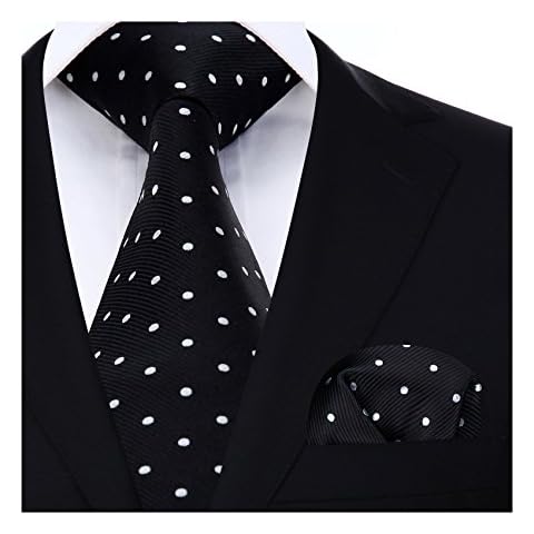 HISDERN Cravate à Pois et Pochette Cover
