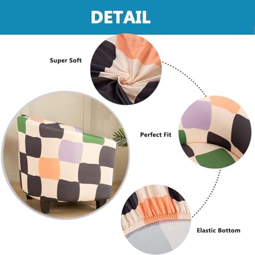Funda elástica para silla de bañera en 2 piezas con diseño estampado para sillón de barril 5
