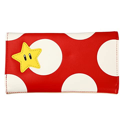 Bioworld Super Mario Red Mushroom Design Juniors Flap Women's Tri-Fold Girls Wallet #TOP1