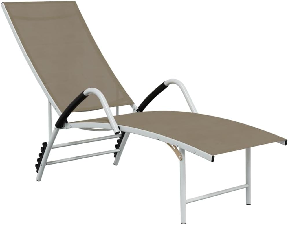 Sun Lounger Textilene and Aluminum,Lawn Lounger,Gardens Furniture,Lounge Loungers,Pool Loungers,Deck Lounger,Party Chair,Napping Loungers,Adjustable,for Lawn,Backyard,Garden,Pool,Balcony,Taupe