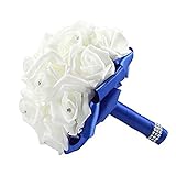 bouquet sposa bianco e rosa Elegante e fantastico bouquet per feste. Manico con nastro royal di alta qualità, elegante bouquet da sposa.