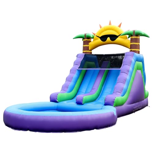 26FT Commercial Grade Inflatable Double Water Slides for Adults Kids with Giant Pool Drainage(950w UL Blower), 100% PVC Inflatable Water Slide for Backyard Party Outdoor Indoor, Rental 26x12x14 FT