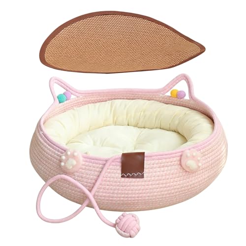 Lit pour chat mignon avec coussin lavable et tapis doux antidérapant