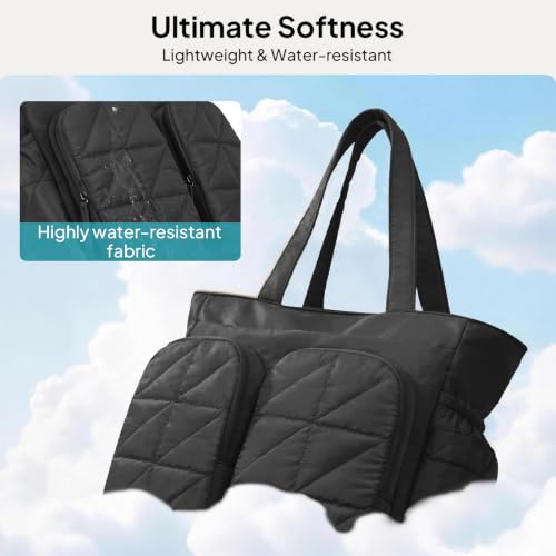 TOPEAST Diaper Bag Tote, Quilted Puffer Baby Bag Large for Mom with Insulated Bottle Pockets & Changing Pad, Lightweight Travel Hospital Bag for Labor Delivery, Work & Daily Use, Black by TOPEAST - Used condition - Image 7