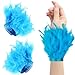 Joygoodta 2Pcs Blue Feathers Wrist Cuff for Women Cute Fashion Feathers Cuffs Cosplay Wristband Arm Warmer for Party Halloween Costume, Wrist Cuffs