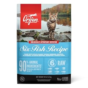 ORIJEN Six Fish Dry Cat Food, Grain Free Cat Food for All Life Stages, With WholePrey Ingredients, 12lb