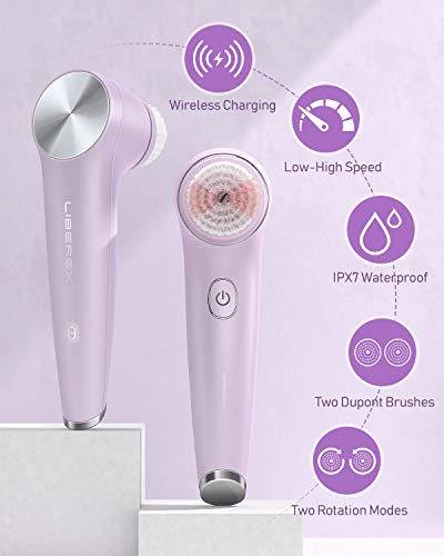 Liberex KC-5200 Spin Facial Cleansing Brush - Bi-directional Rotation Mode Face Brush with IPX7 Waterproof, Wireless Charging, 2 Different Brush Heads for Sensitive, Mixed and Oily Skin - Thumbnail 3