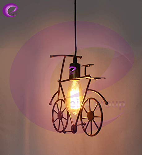 Image of GreyWings Vintage Cycle Shaped Hanging Light for Home Decor, Antique Pendant Lamp, Decorative Industrial Style Lamp for (Bulb Not Included) Small Pack of 1
