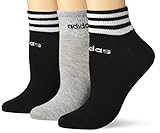adidas Women's 3-Stripe Low Cut Socks (3-Pair), Black/White/Grey Light Heather, Medium
