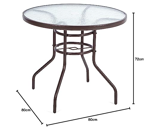 Round 4 Seater Patio Table Brown Steel 80cm