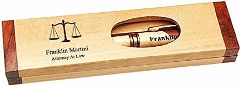 Executive Gift Shoppe | Lawyer Scales of Justice Maple & Rosewood Engraved Pen and Box
