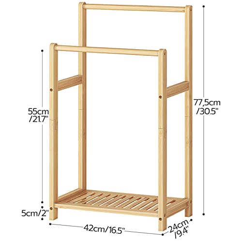Hoobro YL02LB01 Freestanding Towel Rack For Bathroom, 2 Tier Decorative Bamboo Blanket Rack thumb #3