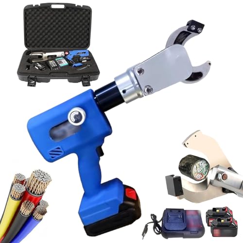 HCZKIUJ Wire Cutters Heavy Duty, Hydraulic Cable Cutter with 2 Cordless Power Supplies Hydraulic Wire Cutting Tool, for Cu/Al Cable (A)