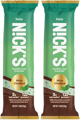 NICKS Protein Bars Mint Chocolate | 15g protein | 170 calories | Low Carb Keto Friendly Snacks No Added Sugar (50g) (Pack of 2)