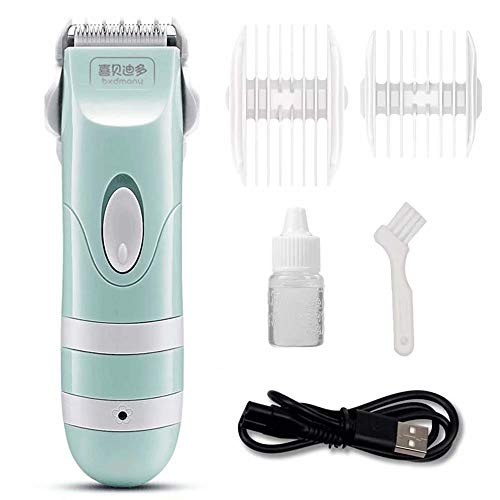 QINUKER - Cortapelos de bebé, resistente al agua, eléctrico para el cuidado del cabello, removible y recargable para niños, niñas y mujeres, afeitadora de pelo de mascotas (azul)