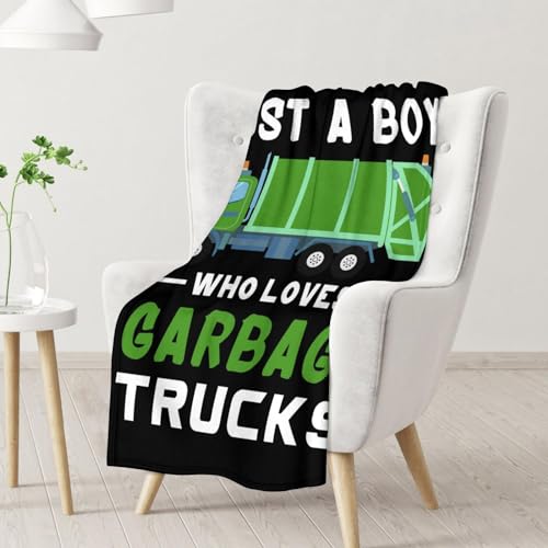 Mercuryelf Garbage Truck Blanket Gift - 30x40 Inches Funny Throw Blankets for Kids - Black Soft, Fuzzy & Warm Throws for Lap, Crib