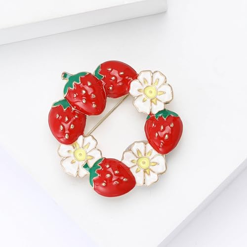 Image of WCRAZYE Red Strawberry Brooch Pin for Women Girls Cute Enamel Fruit Brooches Badges for Clothing Backpacks Bag Fashion Brooches Plant Lapel Pin Accessories Jewelry Gift