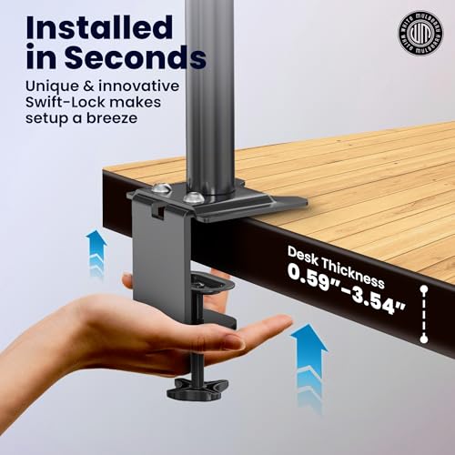 Image of White Mulberry |DIY| Height Adjustable Monitor Arm | Desk Mounted Stand for 15-32 Inch Monitor | 10Kg Screen Load | VESA 75X75 & 100X100 | Adjustable Metal Desk Monitor Mount - (Single Screen)