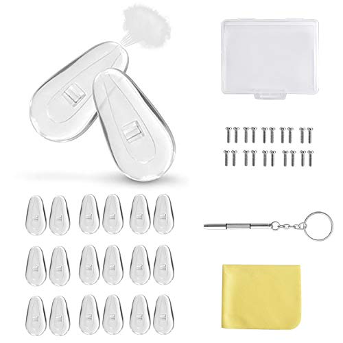SMARTTOP Eyeglasses Air Chamber Silicone Nose Pads Eyeglassese Repair Kit -10 Pairs Sunglasses Nose Pad-Screw in with screwdriver (15mm-10 pairs)