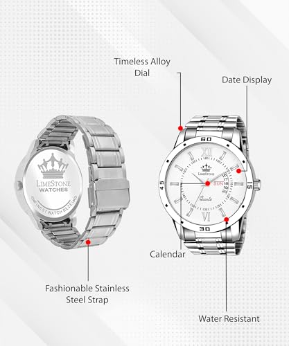 Image of LIMESTONE Day and Date Functioning Steel Strap New Quartz Analog Watch - for Men