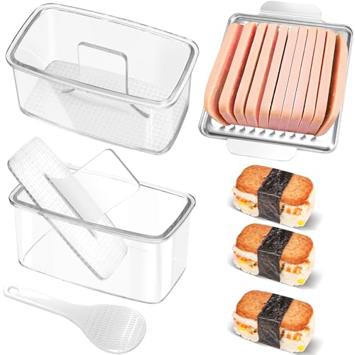 Musubi Press Mold Kit with Slicer for SPAM, 2 Pack Hawaiian Sushi Rice Press Maker for Onigiri (Non-Stick, Easy Clean)