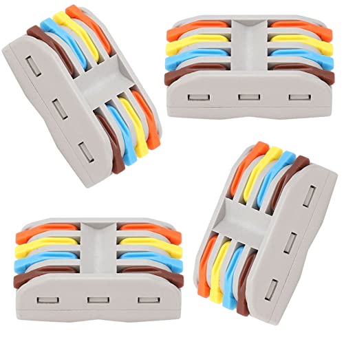 Image of 4 to 4 Inline Wiring Cable Connectors - Quick connectore Terminal Blocks - Electrical Connectors Blocks (4pcs, 4 to 4 Inline, Multi)
