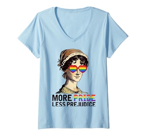 Damen More Pride Less Prejudice LGBT Gay Pride Month T-Shirt mit V-Ausschnitt
