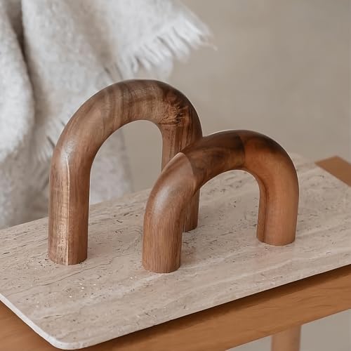 Acacia Wood Decor Accents, Decorative Wooden Arches Set, Coffee T...