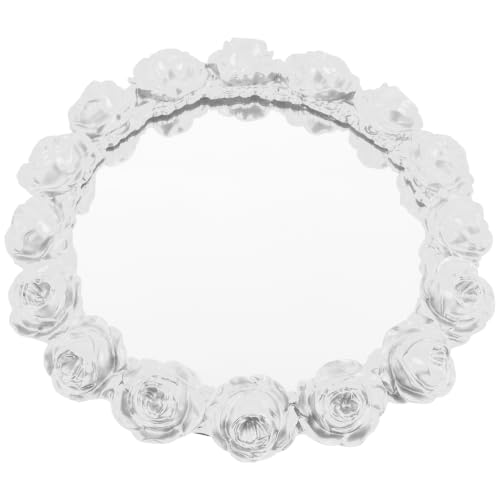 Beavorty Mirror Perfume Tray Rose Decorative Tray for Jewelry Trinkets Makeup Vanity Dresser Organizer 10.23 X 10.23 X 1.18 in for Weddings Parties Home Display