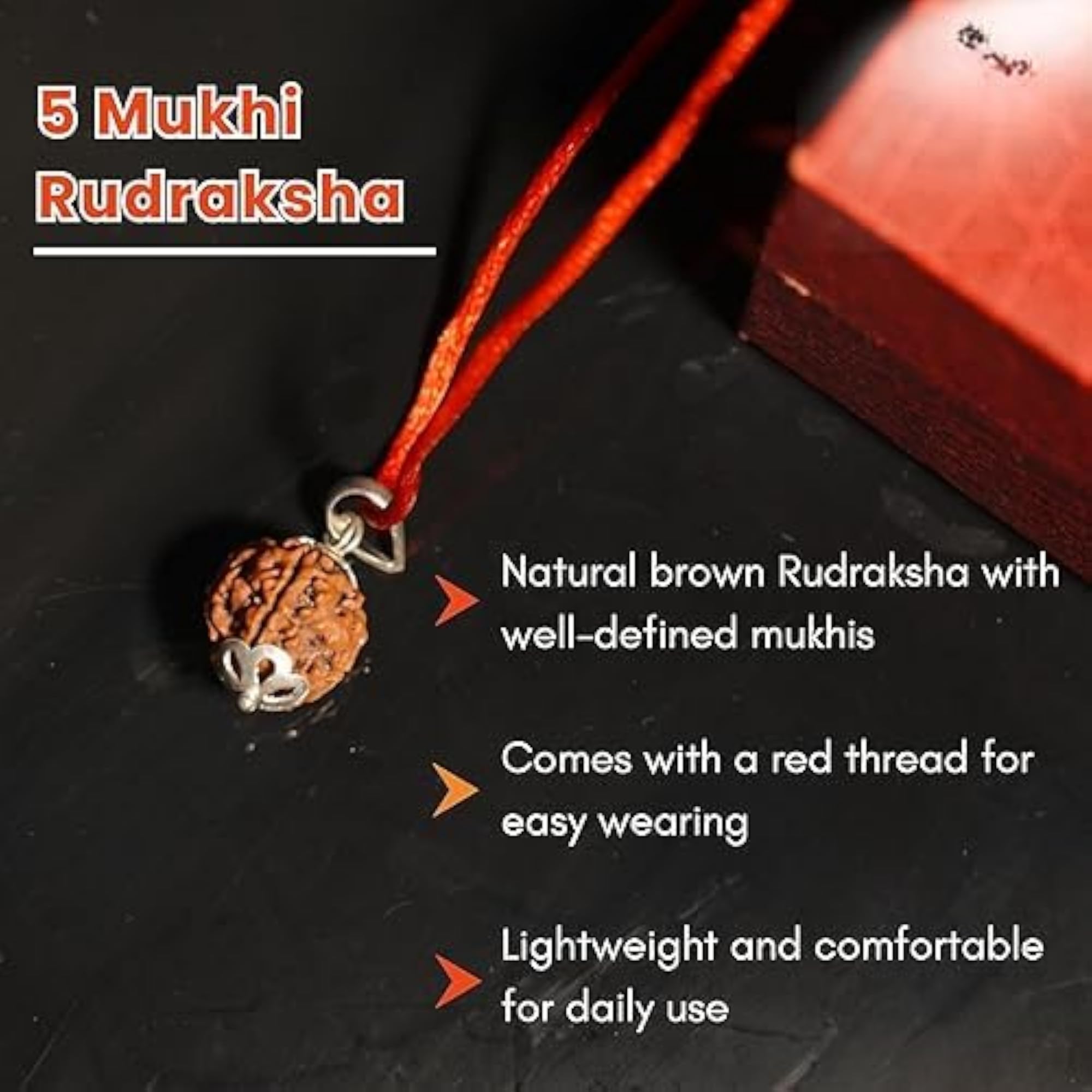 Brown Non-Precious Metal 6 Mukhi Nepali Rudraksha Silver Pendant