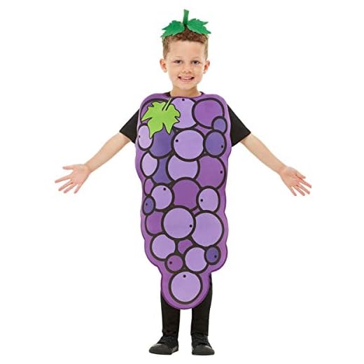 Funidelia | Disfraz de uva para niño y niña Fruta, Comida - Disfraz para niños y divertidos accesorios para Fiestas, Carnaval y Halloween - Talla 3-6 años - Morado
