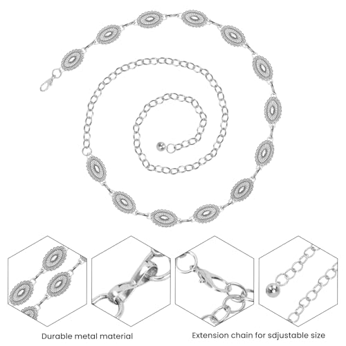 Adjustable Concho Belt for Women Metal Chain Belt Cowgirl Premium Belly Belt for Concerts, Festivals, Cosplay, Daily Wear3