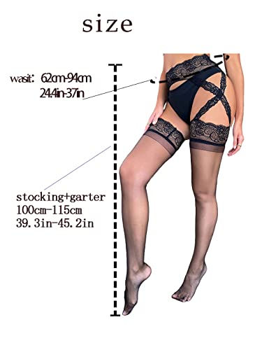 deladola Women's High Waist Tights Fishnet Lingerie Sexy Stocking High Tight Garter Belt Suspender Pantyhose4
