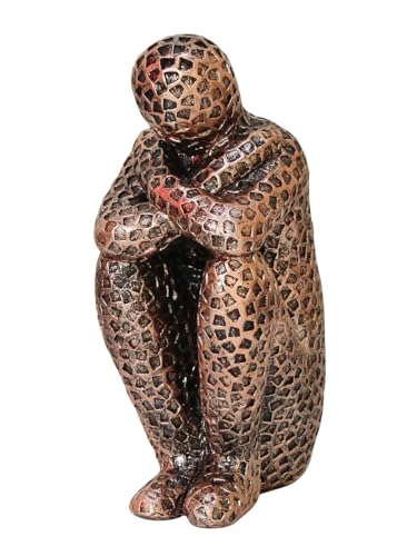 Image of TIED RIBBONS Decorative Abstract Thinker Men Statue Modern Art Showpiece Sculpture (Resin, Brown, 12.4 cm x 7.1 cm) Decoration Items for Home Decor Living Room Bedroom Bookshelf Table Office