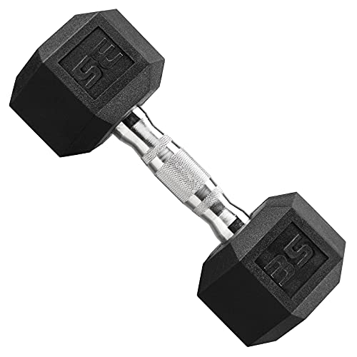 VIGBODY Hex Dumbbell Barbell, Hex Black Dumbbells Free Weights with Metal Handles for Home Gym Lifting weights, Free Weights Hand Hex Dumb Bells for Women, Men(35Pounds, Single)