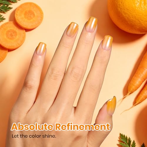 Image of Beetles Orange Gel Nail Polish - 1pc 15ml Bright Carrot Orange Yellow Color Soak Off UV LED Gel Polish, Glossy Solid Colors Nail Art, Vibrant Nails Design for DIY Salon Manicure