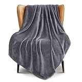 Exclusivo Mezcla Extra Large Fleece Throw Blanket for Couch, Sofa, 300GSM Super Soft and Warm Blankets, Grey Throw All Season Use, Cozy, Plush, Lightweight, 50x70 Inches