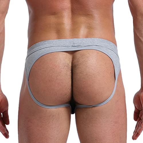 Linemoon Mens Jockstrap Sexy Underwear Athletic Supporters Hollow Cotton Jock Straps Male Grey Medium #TOP3