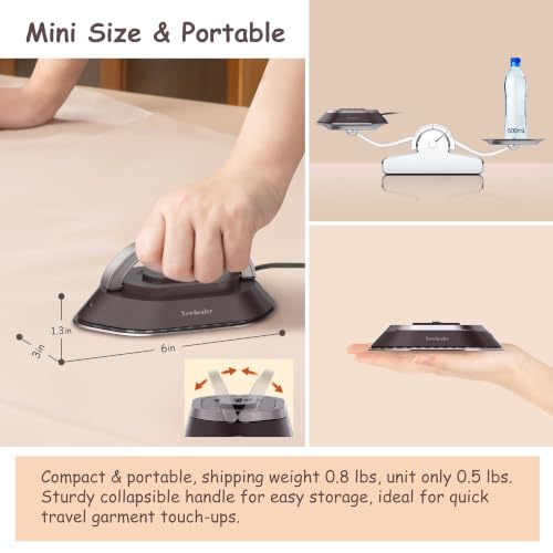 Image of Newbealer Travel Iron Set, 100-240V Mini Dry Iron for Clothes (No Steam)
