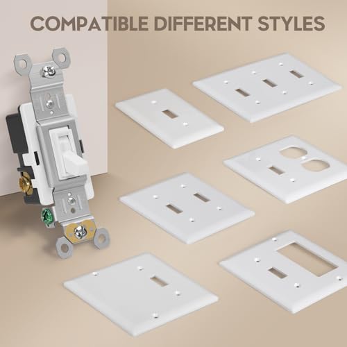 ECOELER 3Way Toggle Light Switch, Single Pole or Three Way in Wall On/Off Switch Replacement, 120/277V, Self-Grounding, Toggle Framed AC Interruptor for Residential and Commercial, White, 10 Pack