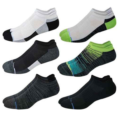 Dr. Motion 6 Pairs pack Mens Low Cut Cushioned Breathable Compression Ankle Socks with Arch Support