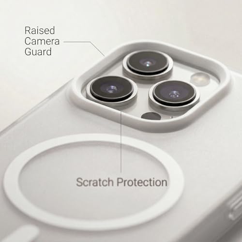 Image of amazon basics Luxury MagSafe Compatible Magnetic Case for iPhone 15 Pro | Soft Touch Matte Pastel Finish | Shockproof Back Cover with Camera Protection (White)