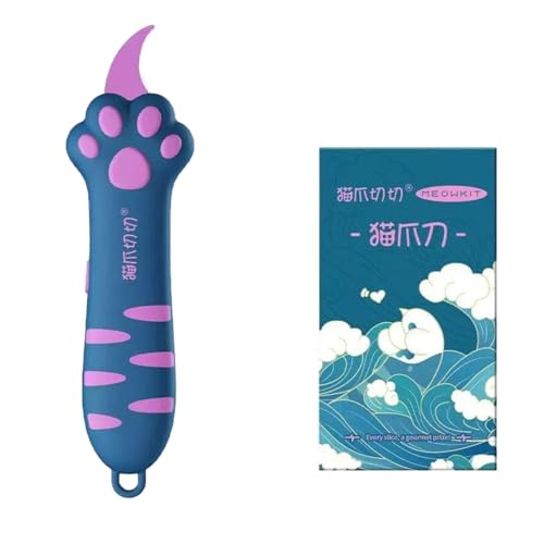 Whllimsk 段ボールカッター 封筒カッター 猫の肉球型デザイン 伸縮式 安全カバー付き 4色選択可能 携帯用開封道具 (コンパクト・軽量)(グリーン)