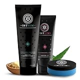 IntHim Enthaarungscreme Intimbereich Männer Doppelpack – Sanfte, gründliche Haarentfernungcreme ohne Rasur + DermaClean Pro Schwamm + Männer After Shave