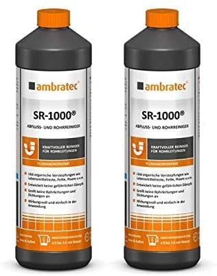 2 Flaschen Ambratec SR 1000 Abflussreiniger Rohrreiniger - löst Verstopfungen Lebensmittelreste Fette Haare - keine gefährlichen Dämpfe - greift Rohrleitungen Dichtungen nicht an Cover