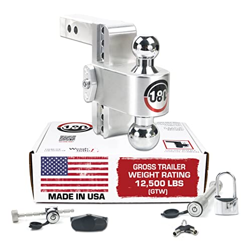 Weigh Safe Adjustable Trailer Hitch Ball Mount, 6" Adjustable Drop Hitch For 2" Receiver W/ 4 Pc Keyed Alike Lock Set, Heavy Duty Aluminum Trailer Tow Hitch W/Chrome Plated Tow Balls, 12,500 Lbs Gtw #TOP14