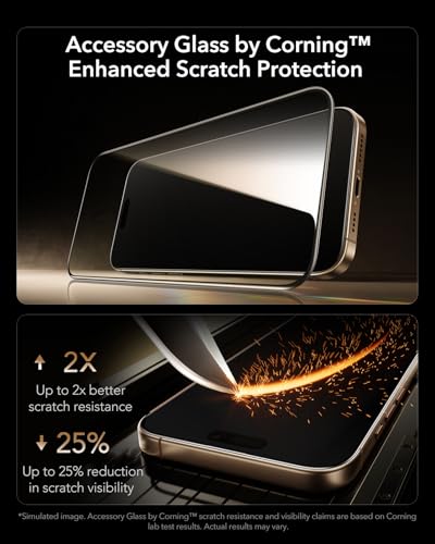 Image of ESR Accessory Glass by Corning 3 Pack 9H+ Glass for iPhone 16 Pro Max Screen Protector, Military Grade Shatterproof & Durable with UltraFit Tray